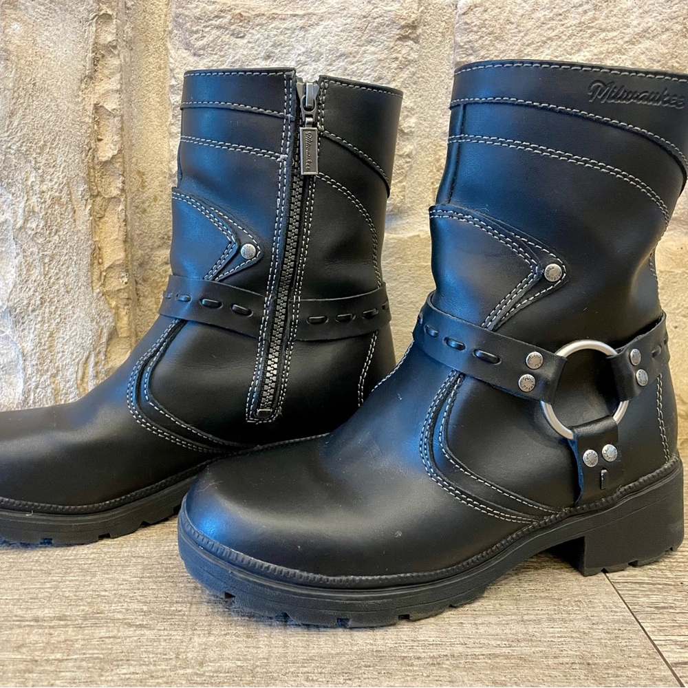 Milwaukee Women's Daredevil Black Leather Heeled Boots